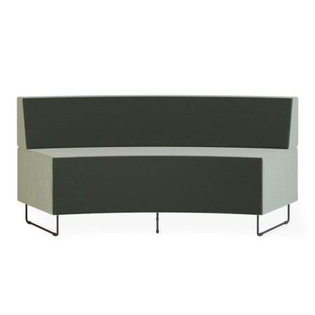 Banquette droite verte sur piétement noir et dossier rembourré. - Quadra
