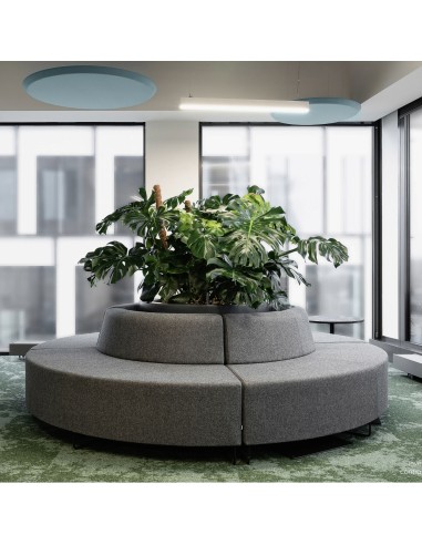Version claire de la banquette circulaire avec éléments végétaux. - Quadra