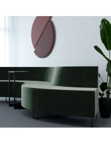 Vue latérale d’un module incurvé vert et beige. - Quadra