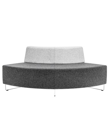 Banquette grise semi-circulaire sur piétement noir. - Quadra