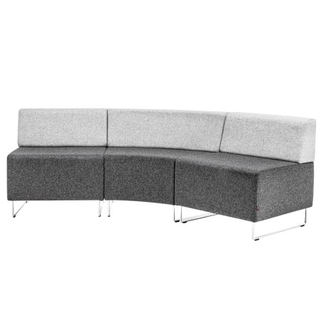 Module d’assise gris clair en composition courbée. - Quadra