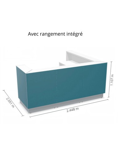 Dimensions meuble réception, profondeur 2,050 m avec rangement intégré