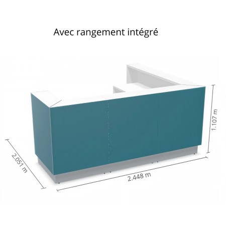 Dimensions meuble réception, profondeur 2,050 m avec rangement intégré