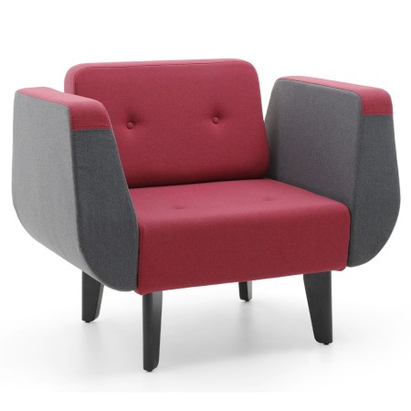 Zoom sur le bouton capitonné du coussin rouge. - U Floe