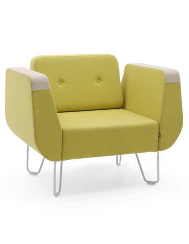 Version jaune du fauteuil avec pieds fins en métal. - U Floe