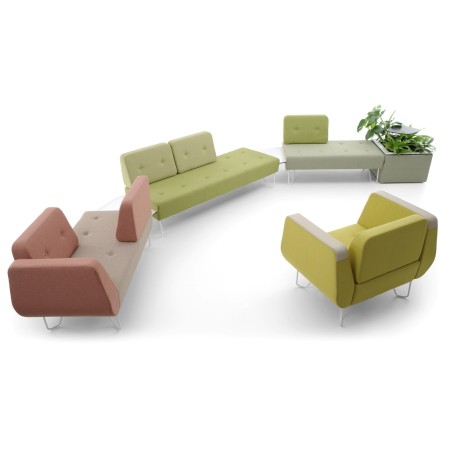 Composition ludique de fauteuils verts et roses modulaires. - U Floe