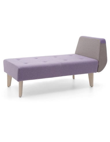 Méridienne violette à accoudoir unique et base en bois. - U Floe