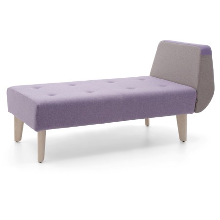 Méridienne violette à accoudoir unique et base en bois. - U Floe