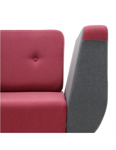 Zoom sur l’accoudoir bicolore gris et rouge au design arrondi. - U Floe