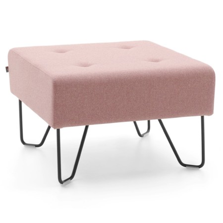 Pouf rectangulaire rose clair avec base métallique noire. - U Floe