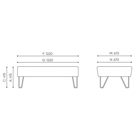Dimensions du module d’assise complémentaire de la collection. - U Floe