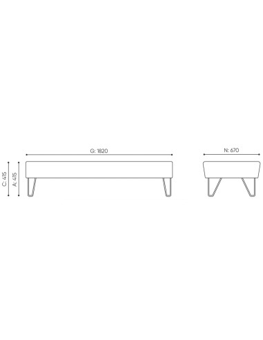 Dimensions du module d’assise sans dossier assorti. - U Floe