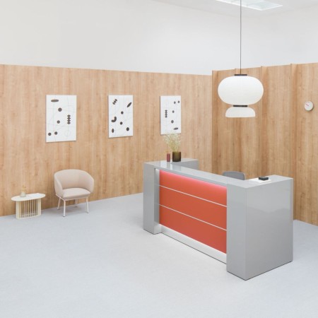 Meuble de réception avec façade bleue 2