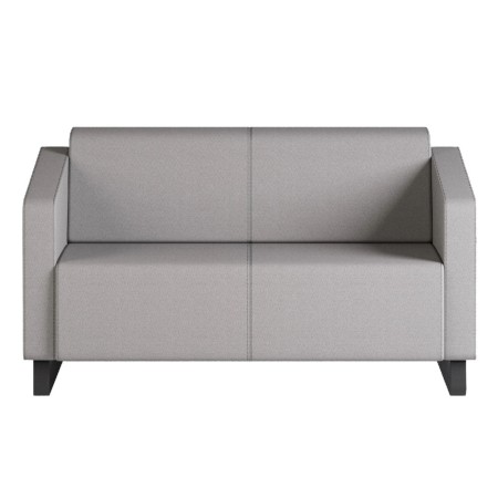 Canapé gris à dossier bas et lignes géométriques. - Voo Voo