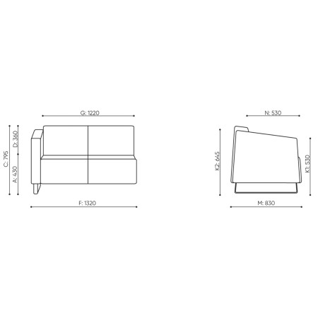 Dimensions du fauteuil design compact. - Voo Voo