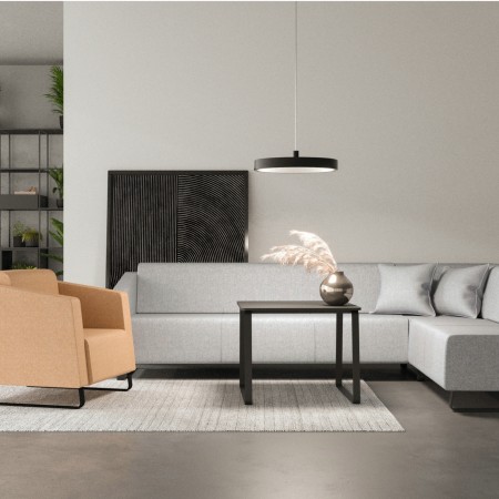 Canapé vert vif dans espace détente design. - Voo Voo