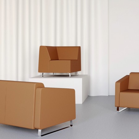 Fauteuil gris au design géométrique et piètement fin noir. - Voo Voo 2