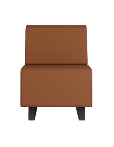 Banquette en cuir brun moderne à assise épaisse. - Voo Voo