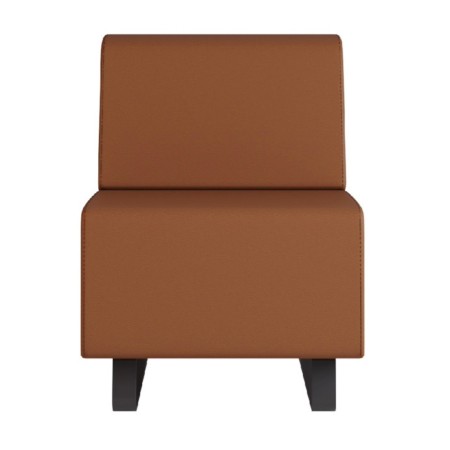 Banquette en cuir brun moderne à assise épaisse. - Voo Voo