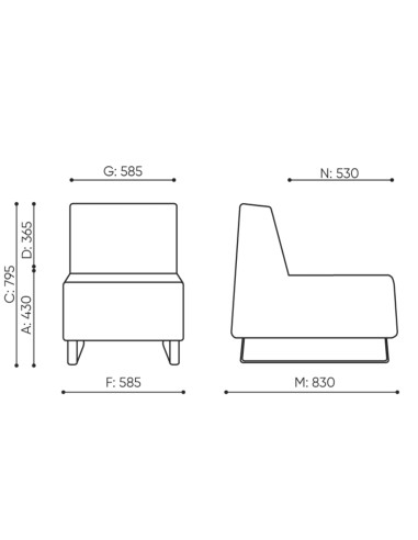Dimensions du fauteuil sans accoudoirs. - Voo Voo