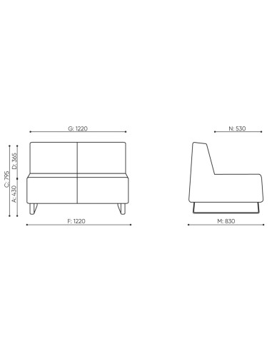 Dimensions du canapé haut dossier. - Voo Voo