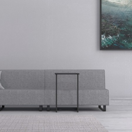 Vue latérale d’un module gris avec table fine noire. - Voo Voo