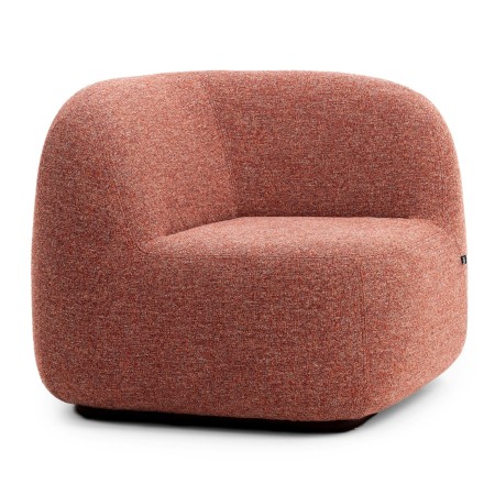 Fauteuil arrondi en tissu bouclé rouge brique. - Jelly