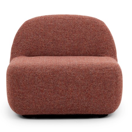 Fauteuil bouclé rouge brique au design arrondi et compact. - Jelly