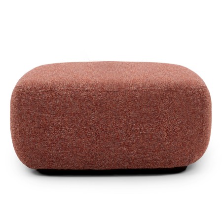 Pouf rectangulaire en tissu bouclé rouge brique, design doux et moderne. - Jelly