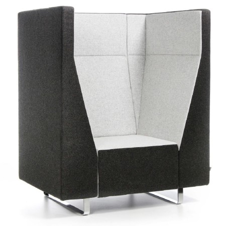 Fauteuil acoustique gris clair avec parois hautes et design enveloppant. - Voo Voo