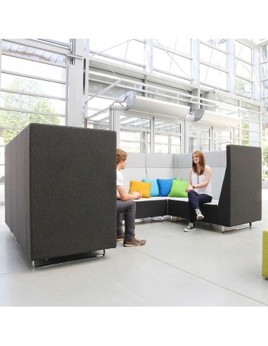 Zone collaborative avec plusieurs Voo Voo Box, ambiance lumineuse et moderne. - Voo Voo Box