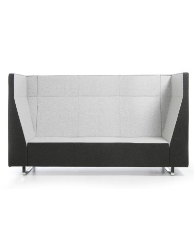 Fauteuil double acoustique gris avec parois hautes et design minimaliste. - Voo Voo Box