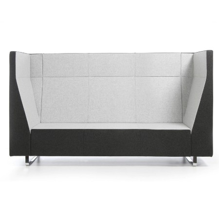 Fauteuil double acoustique gris avec parois hautes et design minimaliste. - Voo Voo Box