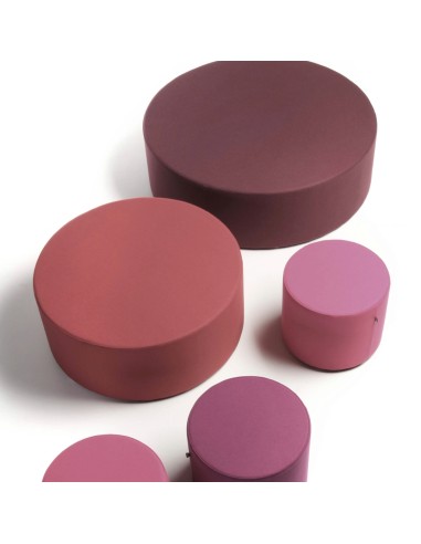 Ensemble de poufs Rondo Small en tons rouges, roses et orangés. - Rondo Small