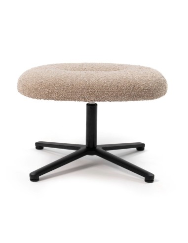 Pouf Lightup rond avec assise rembourrée beige et piètement en étoile noir. - Vieni
