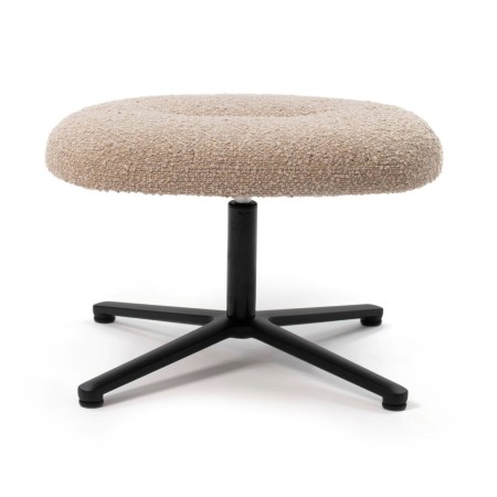Pouf Lightup rond avec assise rembourrée beige et piètement en étoile noir. - Vieni