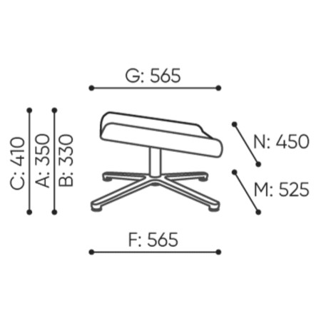 Dimensions du pouf Booi, vues de face et de dessus. - Booi