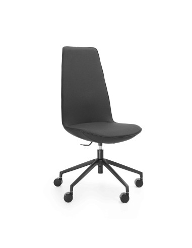 Chaise espace pro sur roulettes avec dossier haut sans accoudoirs LUMI 5R2