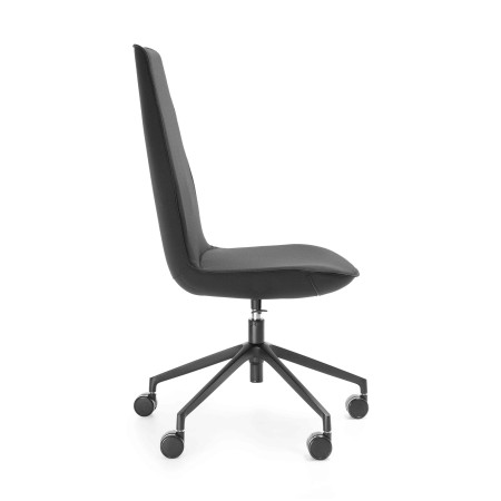 Profil de la chaise de bureau confortable LUMI 5R2 noire et moderne