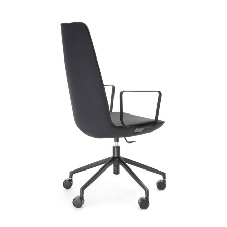 LUMI 5R2 chaise de conférence avec accoudoirs noire de dos