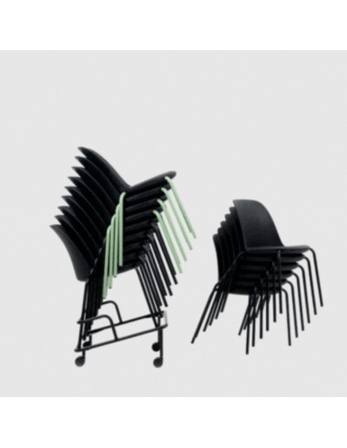 GIF de la chaise empilable Haali 215 en plastique noir simple