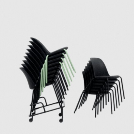 GIF de la chaise empilable Haali 215 en plastique noir simple