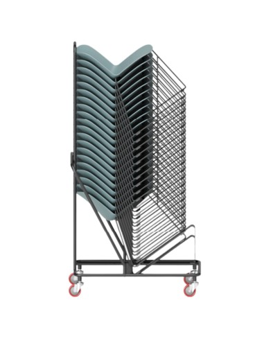 Chaises Relief bleues empilées sur chariot de transport métallique à roulettes – mobilier professionnel monbureau