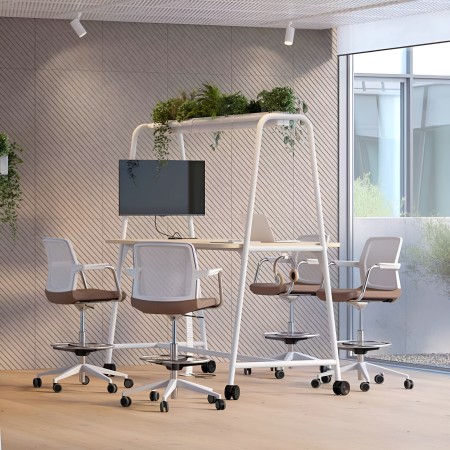 Table de réunion haute avec plantes intégrées et roulettes - ROUND MULTIPURPOSE