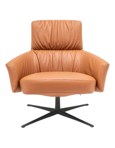 Fauteuil Grand Grace cuir L04 marron clair avec piètement noir – monbureau