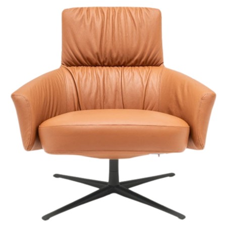 Fauteuil Grand Grace cuir L04 marron clair avec piètement noir – monbureau