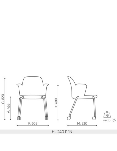 Siège de réunion noir à roulettes avec accoudoirs – Haali