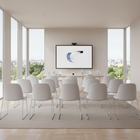 Chaise de réunion Haali HL 270 blanche avec piétement traîneau 2