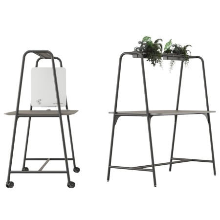 Tables hautes de réunion avec plantes décoratives et tableau blanc - Round Multipurpose