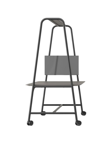 Table de réunion ROUND Multipurpose 100 cm sur roulettes avec structure métal gris et écran